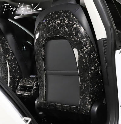 Genuine Forged Carbon Fiber Open Seat Backs for Model 3 (Gloss) - PimpMyEV