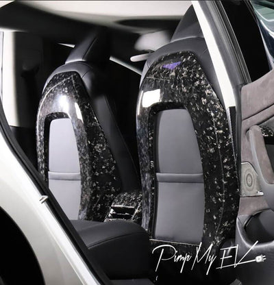 Genuine Forged Carbon Fiber Open Seat Backs for Model 3 (Gloss) - PimpMyEV