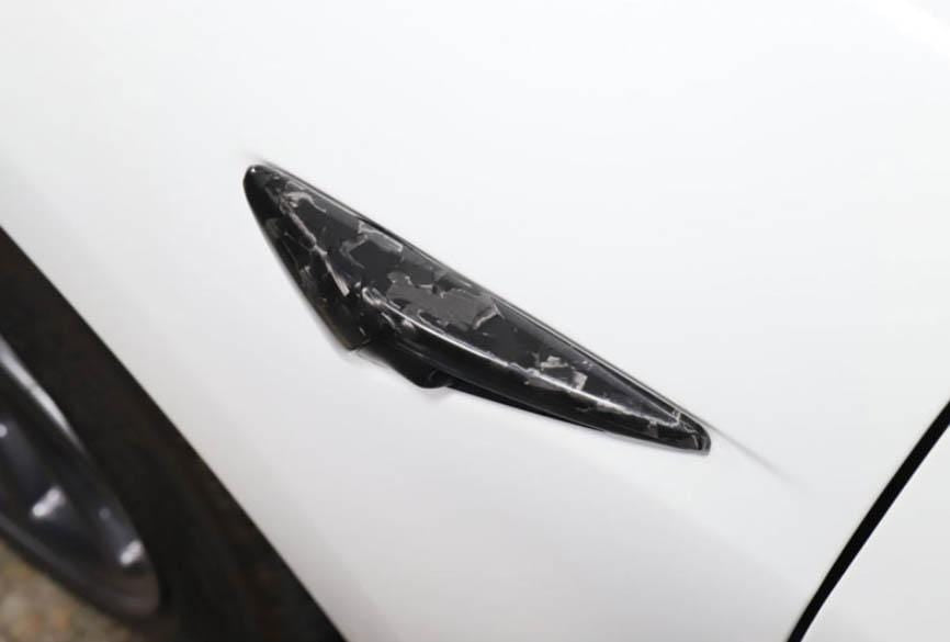 Genuine Forged Carbon Fiber Sidemarker Turn Signal Covers for Model Y (Gloss) - PimpMyEV