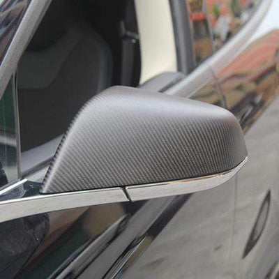 2PCs Genuine Carbon Fiber Side Mirror Covers for Model S (Matte) - PimpMyEV