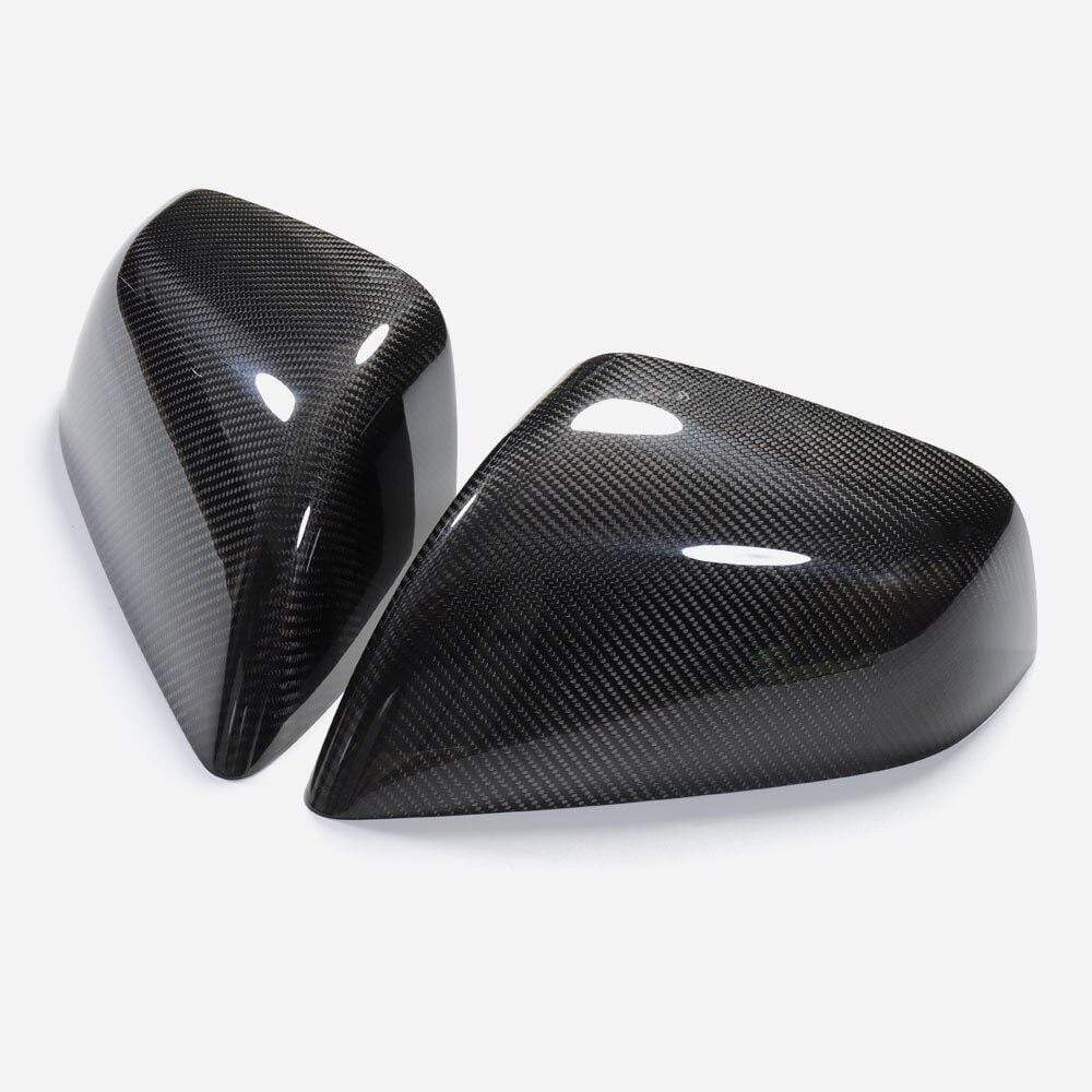 2PCs Genuine Carbon Fiber Side Mirror Covers for Model X (Gloss) - PimpMyEV