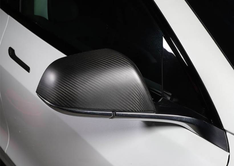 2PCs Genuine Carbon Fiber Style Side Mirror Cover Set for Model 3 (Matte) - PimpMyEV