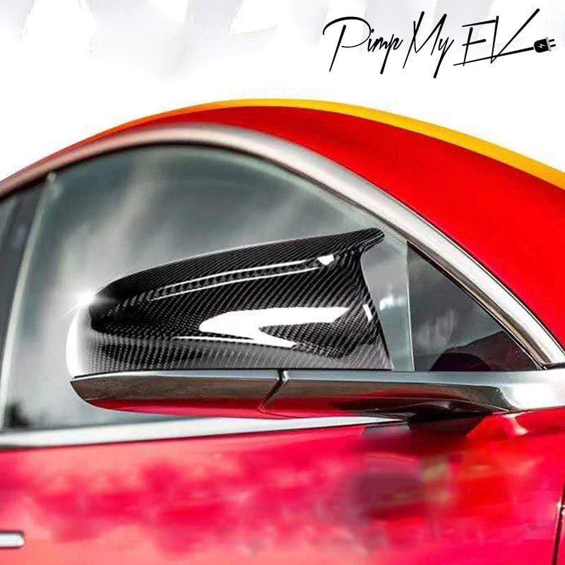 2PCs Genuine Carbon Fiber Winged Side Mirror Replacement Set for Model 3 - PimpMyEV