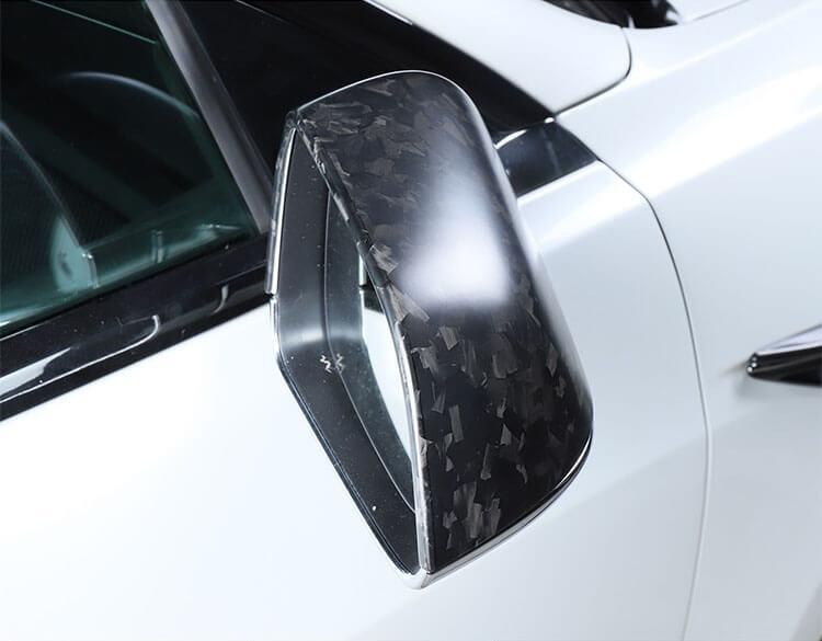2 Stück echte geschmiedete Kohlefaser-Seitenspiegelabdeckungen für Tesla  Model 3 2017-2023