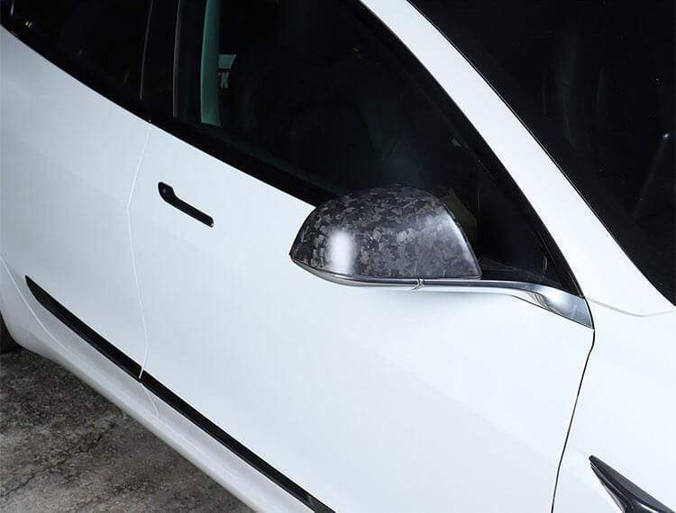 Kaufe 1 paar Carbon Faser Auto Rückansicht Tür Flügel Spiegel Seite Spiegel  Abdeckung Caps Shell Fall für Tesla Modell 3 modell