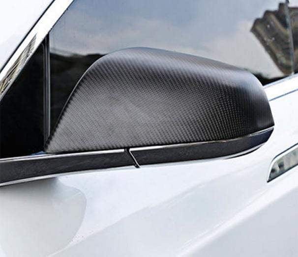 2PCs Genuine Carbon Fiber Side Mirror Covers for Model S (Matte) - PimpMyEV