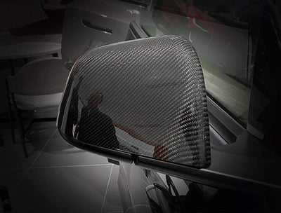 Genuine Carbon Fiber Side Mirror Covers For Tesla Model Y (Gloss) PREORDER - PimpMyEV