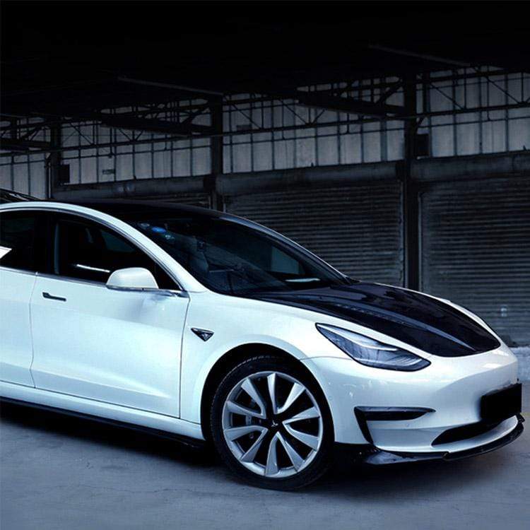 Carbon Fiber Hood Bonnet Racing Style for Tesla Model 3 - PimpMyEV