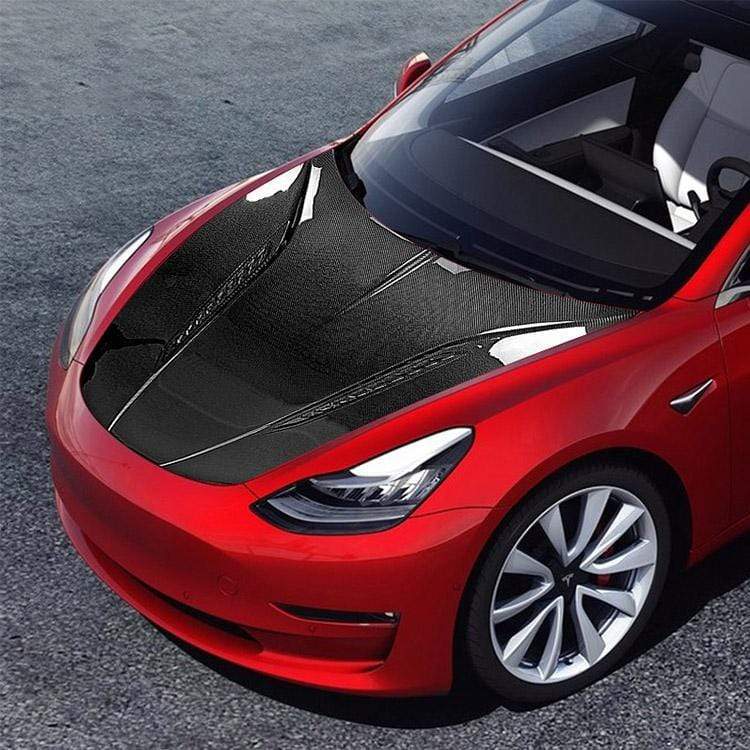 Kohlefaser Motorhaube Racing Style für Tesla Model 3 2017-2023