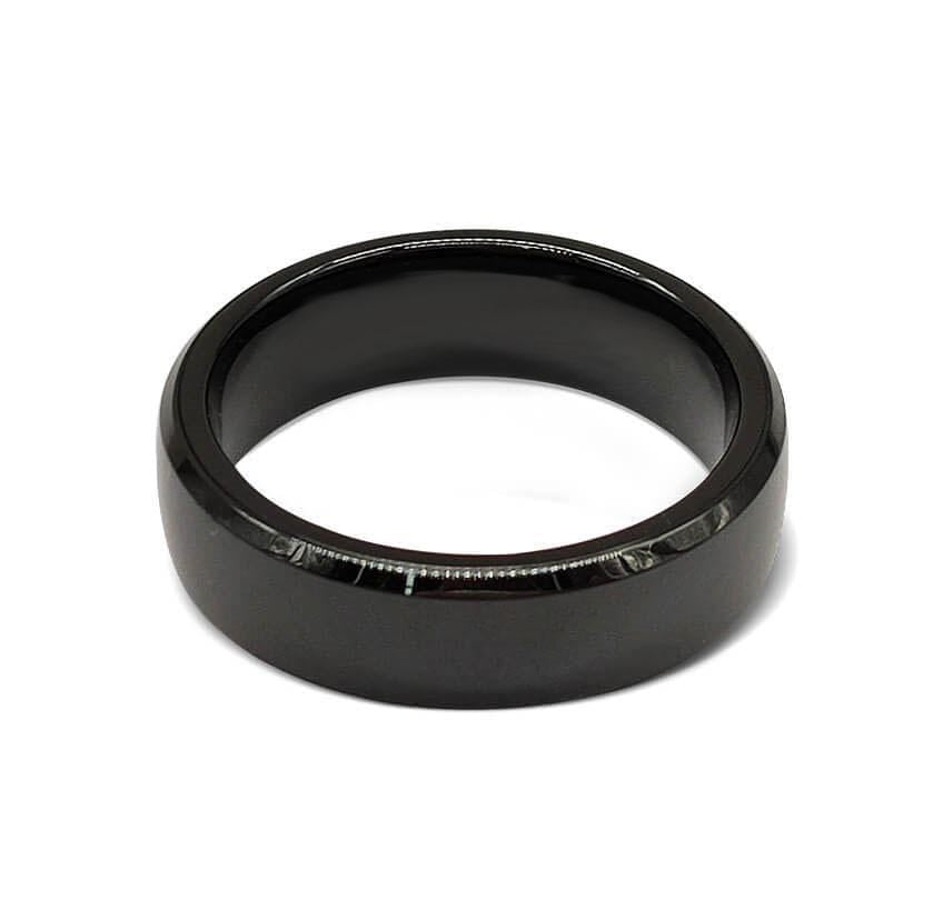 COI Black Ceramic Pipe Cut Flat NFC Smart Ring For Tesla Model 3