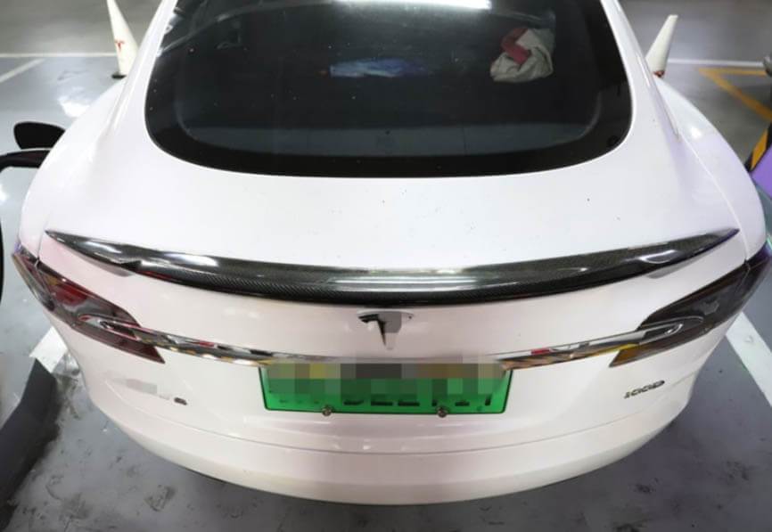 Carbon Fiber Effect Curve Styled Wing Spoiler for Model S (Gloss) - PimpMyEV