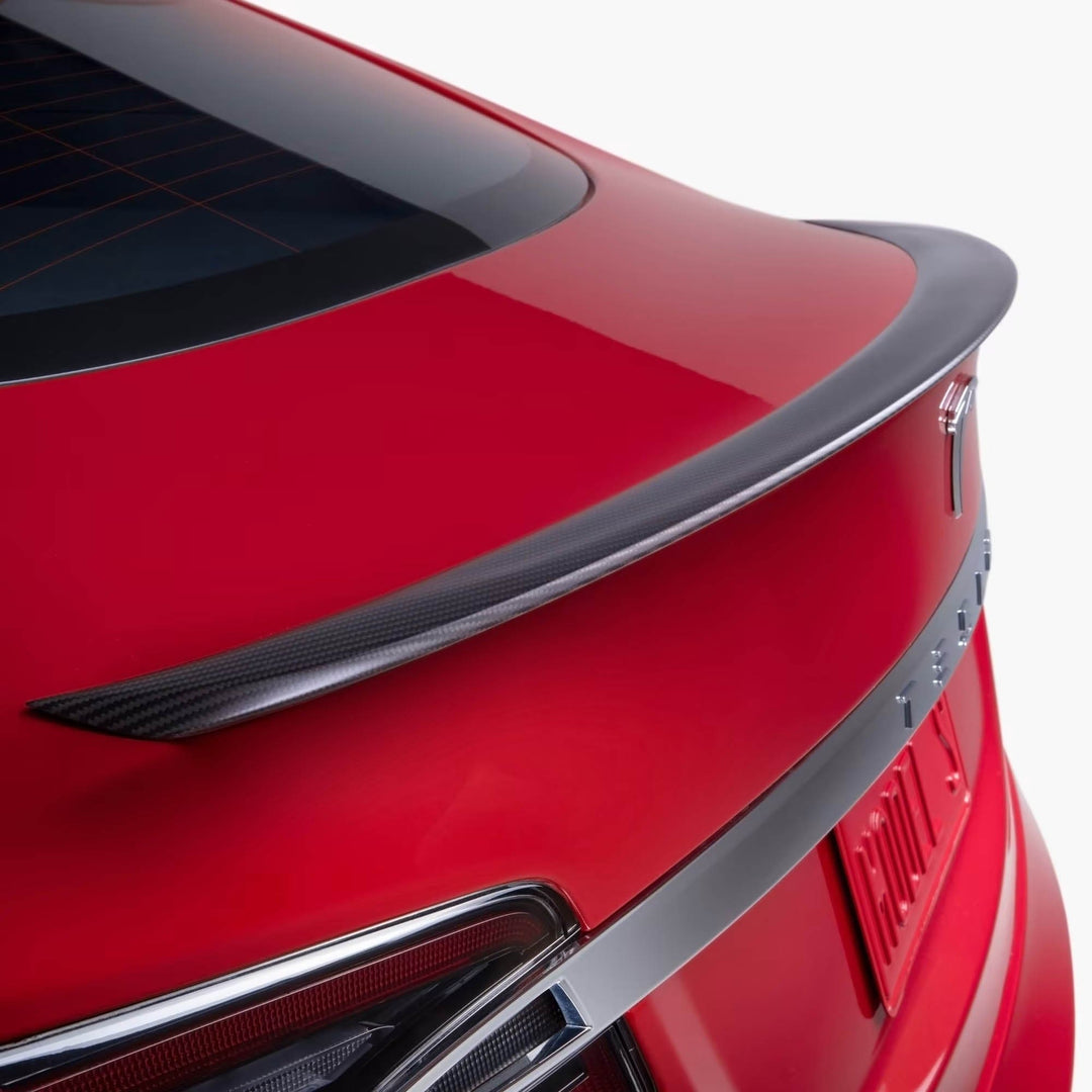 Tesla Model S Rear Spoiler Options Real Molded Gloss Carbon Fiber Plaid Style Spoiler for Tesla Model S 2