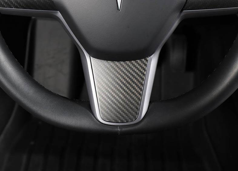 3Pcs Genuine Carbon Fiber Steering Wheel Fascia for Model 3 (Matte) - PimpMyEV