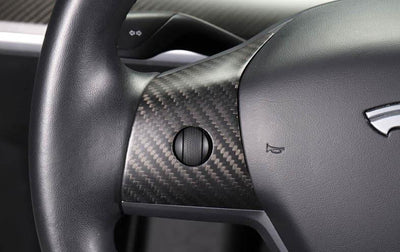 3Pcs Genuine Carbon Fiber Steering Wheel Fascia for Model Y (Matte) - PimpMyEV
