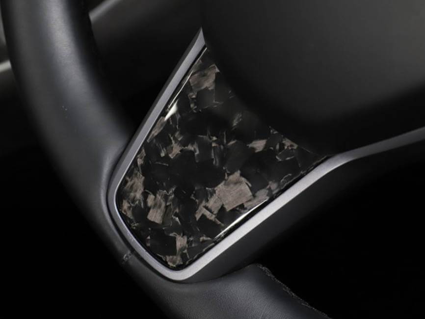 3Pcs Genuine Forged Carbon Fiber Steering Wheel Fascia for Model 3 (Gloss) - PimpMyEV