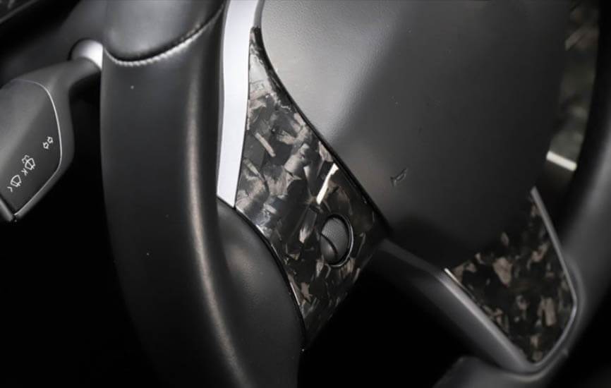 3Pcs Genuine Forged Carbon Fiber Steering Wheel Fascia for Model Y (Gloss) - PimpMyEV
