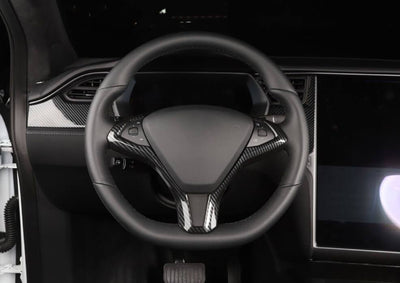 Carbon Fiber Style Steering Wheel Fascia for Model S - PimpMyEV
