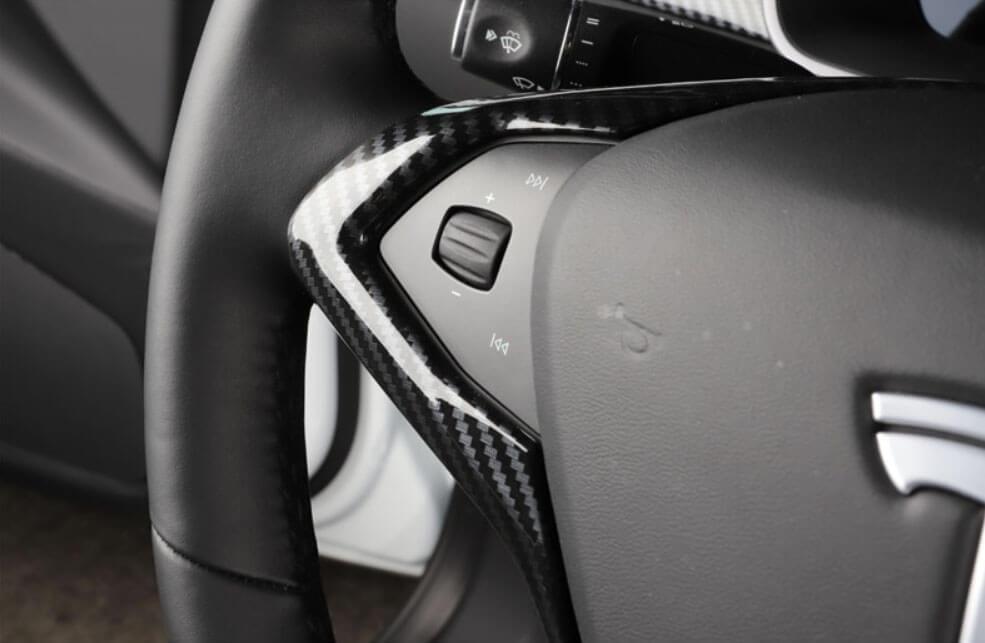 Carbon Fiber Style Steering Wheel Fascia for Model S - PimpMyEV
