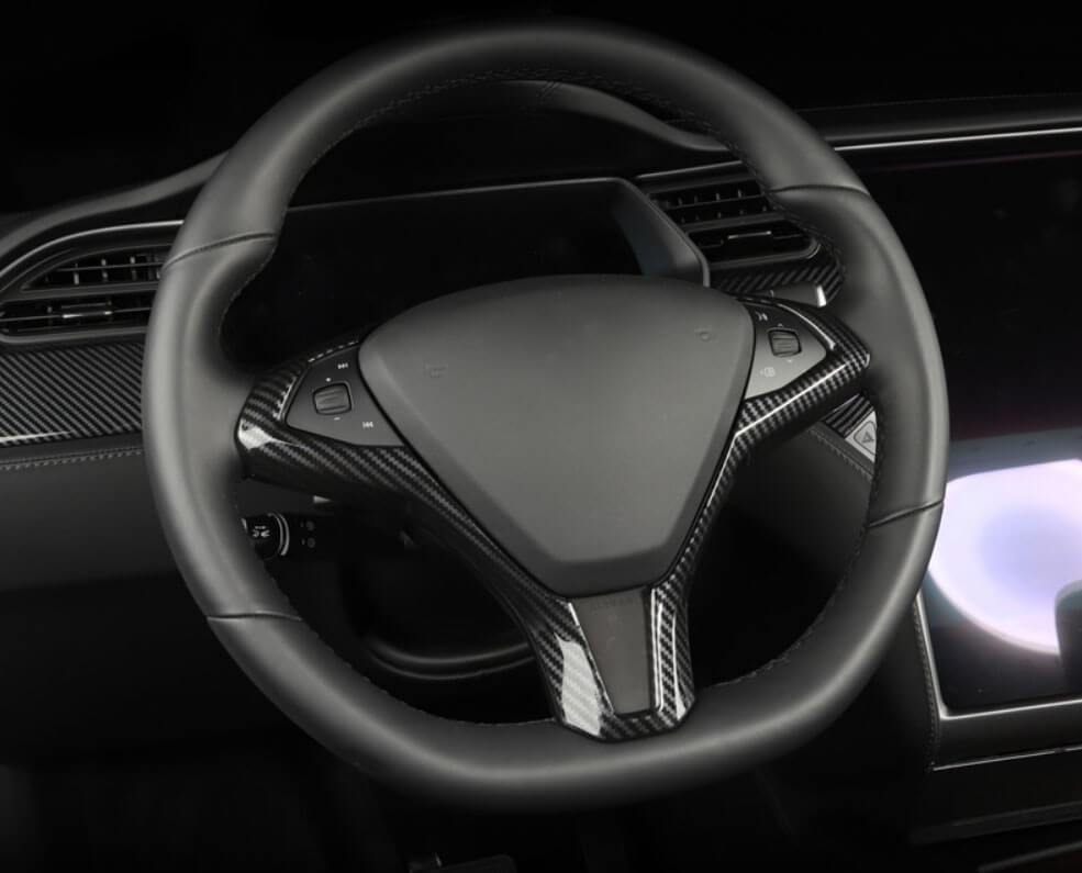 Carbon Fiber Style Steering Wheel Fascia for Model X - PimpMyEV
