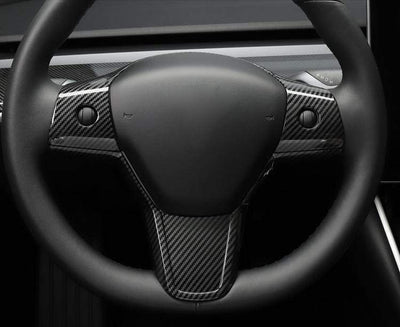 Carbon Fiber Style Steering Wheel Fascia for Tesla Model 3 - PimpMyEV