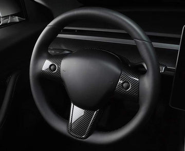 Carbon Fiber Style Steering Wheel Fascia for Tesla Model Y - PimpMyEV