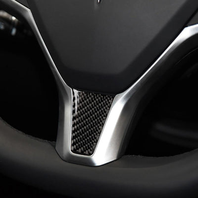 Carbon Fiber Style Steering Wheel Trim for Model X - PimpMyEV