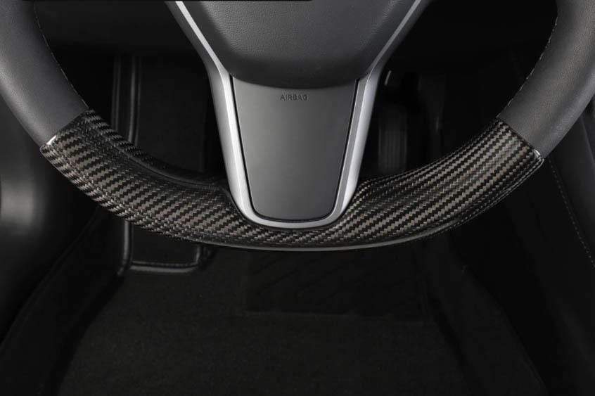Genuine Carbon Fiber Lower Steering Wheel Fascia for Model Y 2020-2021 - PimpMyEV