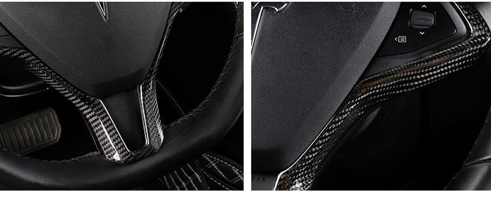 Genuine Carbon Fiber Steering Wheel Fascia for Model X (Gloss) - PimpMyEV