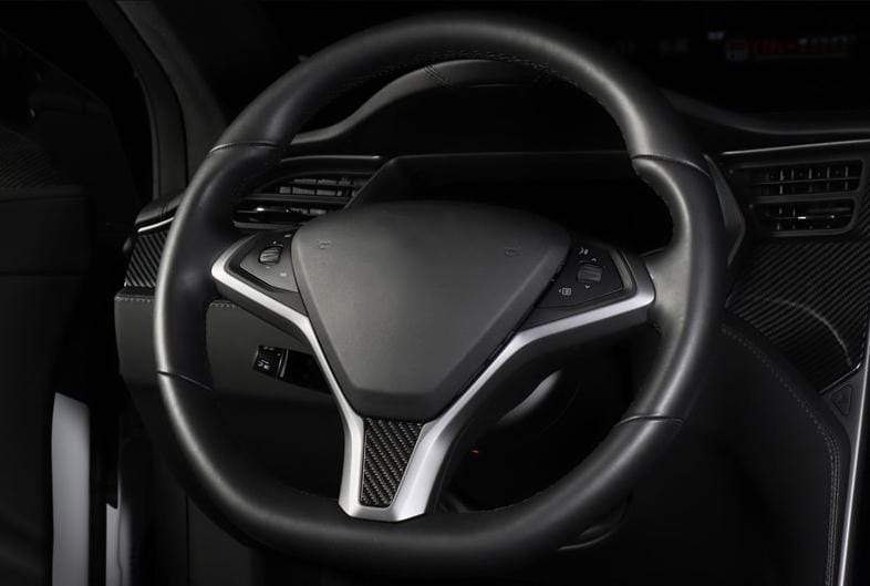 Genuine Carbon Fiber Steering Wheel Trim for Model X (Gloss) - PimpMyEV