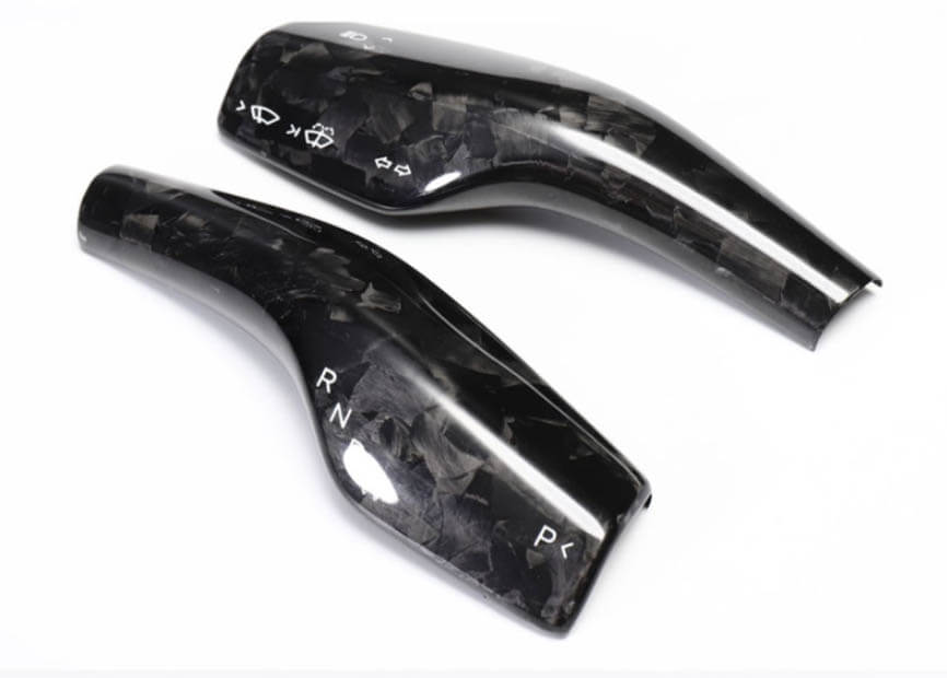 Genuine Forged Carbon Fiber Wiper and Driving Shift Switch Covers for Model Y (Gloss) - PimpMyEV