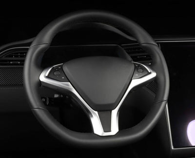 Matte Silver Steering Wheel Fascia for Model S - PimpMyEV