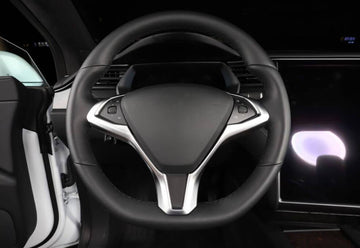 Matte Silver Steering Wheel Fascia for Model X - PimpMyEV