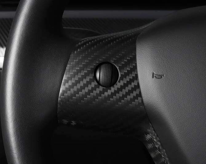 Single Piece Genuine Carbon Fiber Steering Wheel Fascia for Model Y (Matte) 2020-2021 - PimpMyEV