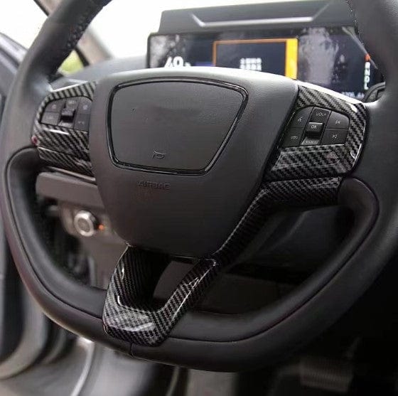 Steering Wheel Carbon Fiber Style Frame For Ford Mustang Mach-E 2021-2023 - PimpMyEV