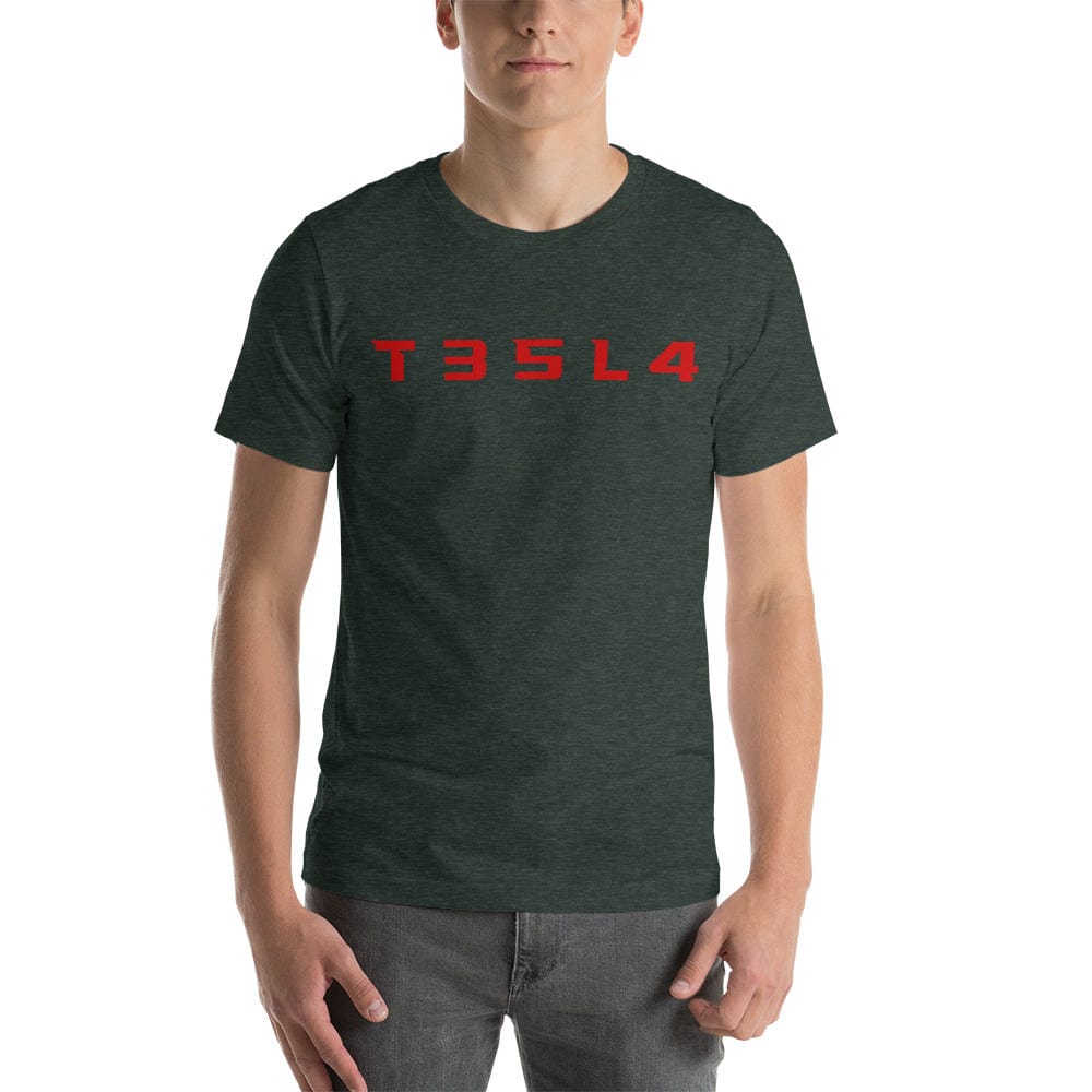 T35L4 Bold Short Sleeve Unisex t-shirt For Tesla Enthusiasts - PimpMyEV