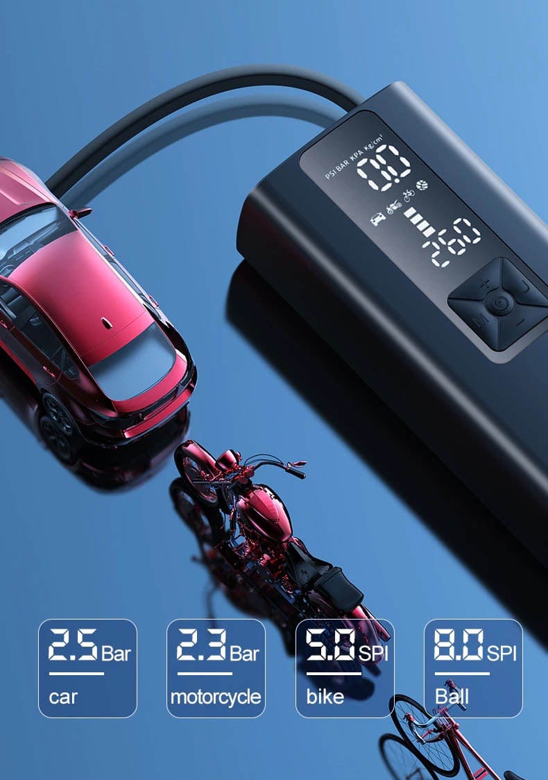 USB-C Portable Tyre Inflator for Cars, Bikes, and Sports - PimpMyEV