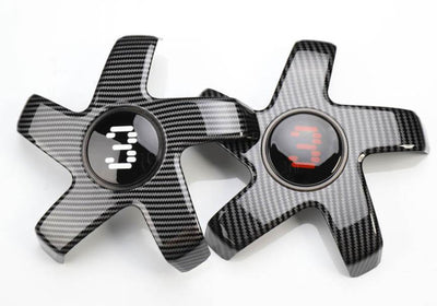 Carbon Fiber Style Claw Center Wheel Caps 57mm Crown for Model 3 - PimpMyEV