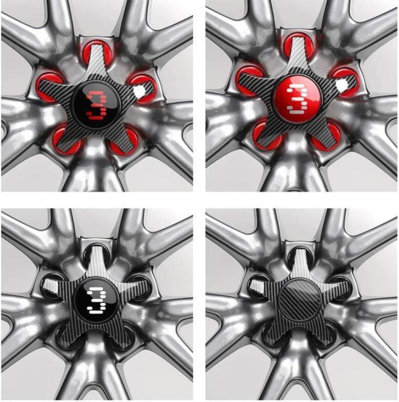 4PCs Planetary Type Carbon Fiber Effect Center Wheel Caps 57mm Crown for Model 3 (4 color options) - PimpMyEV