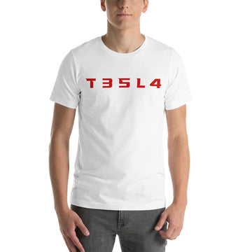 T35L4 Bold Short Sleeve Unisex t-shirt For Tesla Enthusiasts - PimpMyEV