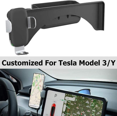 Motorized Mobile Wireless Charging Cell Phone Holder with Sunglasses Storage for Model 3 & Y - PimpMyEV