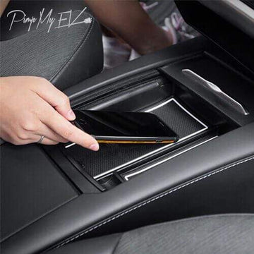 Qi Wireless Car Charger + Storage Caddy For Model S (3 options) - PimpMyEV